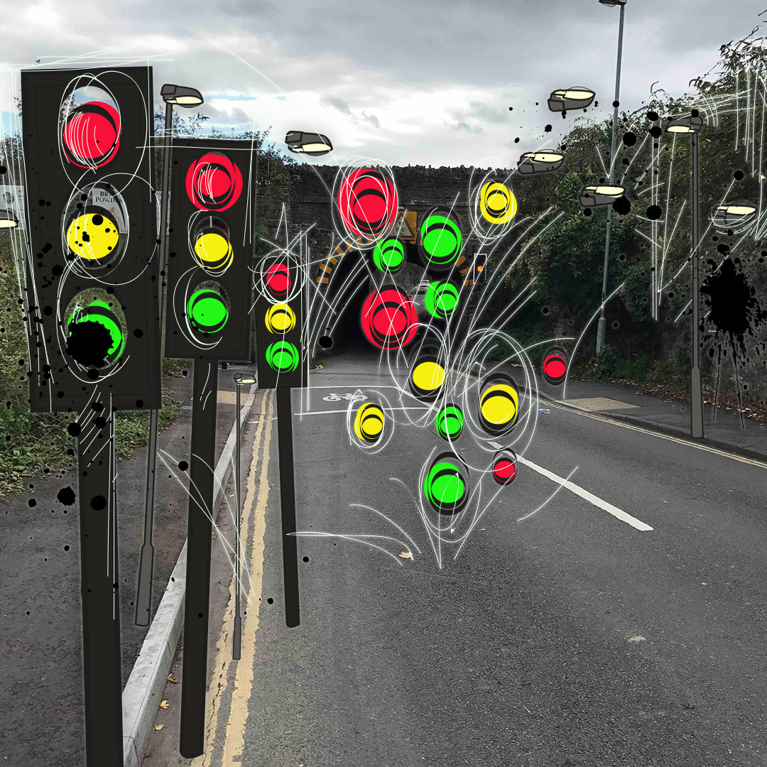 Traffic lights with graphic lights 