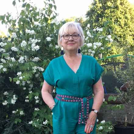 Geraldine Kelley in garden