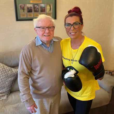 Michael Everest (dad, has wet AMD) and Gemma Everest (daughter)