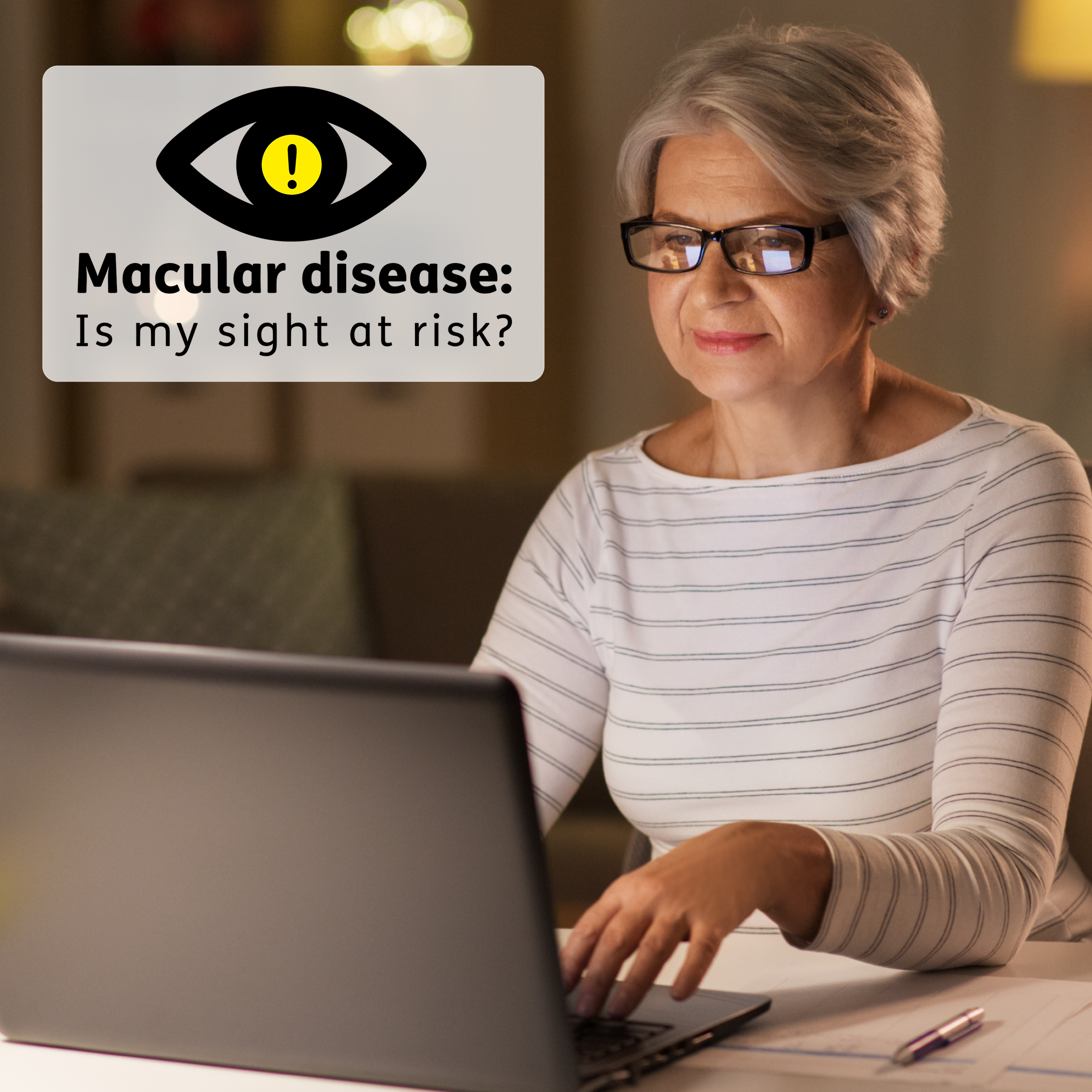 risk checker: is my sight at risk? woman on laptop