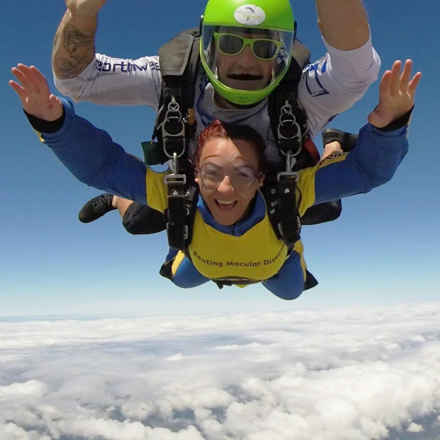 Jade Blackledge mid sky dive