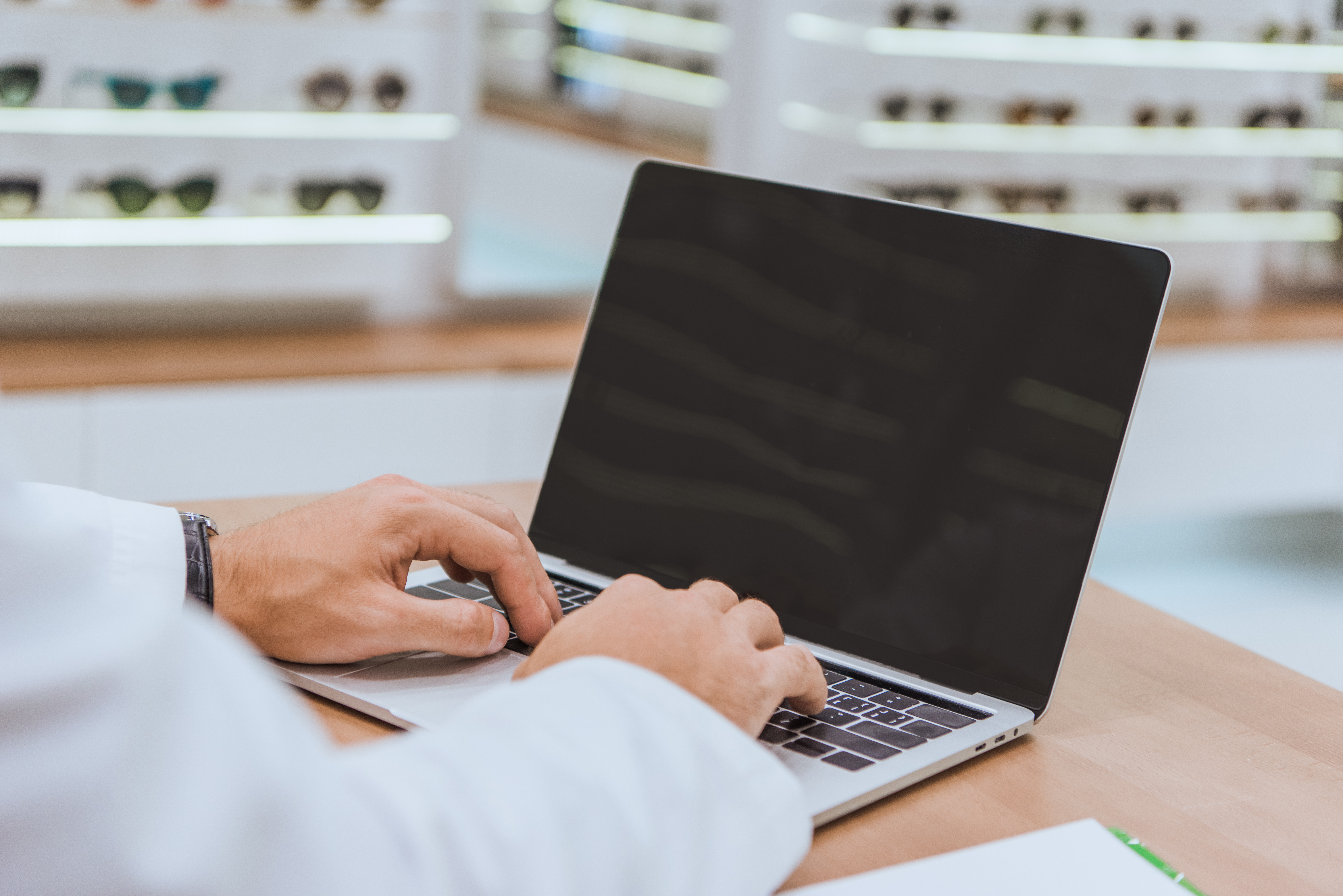 Individual using laptop