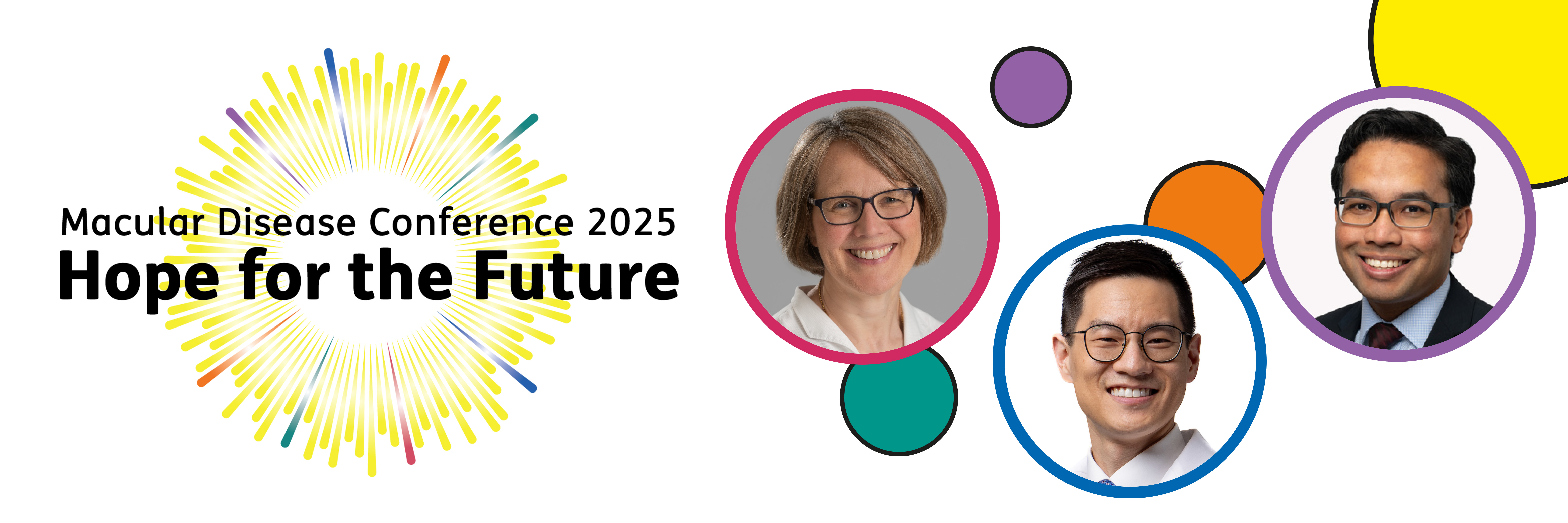 Macular Disease Conference 2025 logo with conference speakers